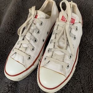 Converse Low-Top Sneakers White Leather with Red Trim